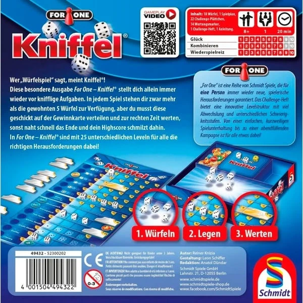 Schmidt Spiele For One - Kniffel, Würfelspiel – Bild 3
