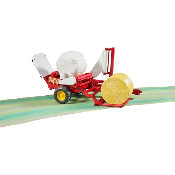 Bruder Ballenwickler Mit Ockerbraunem Und Schwarzem Rundballen, Modellfahrzeug – Bild 8